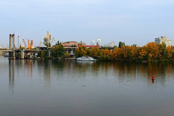 Industrial Part City Kyiv Many Old Town Cranes Background Old — стокове фото