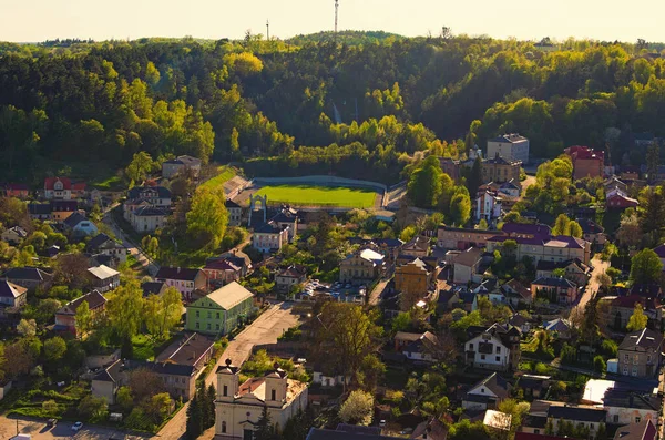 Szenische Luftaufnahme Der Stadt Kremenez Bei Sonnenuntergang Luftaufnahme Vom Gutenberg — Stockfoto