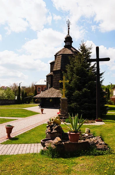 Scenic Landscape View Ancient Wooden Church Ascension Built Early Eighteenth — ストック写真