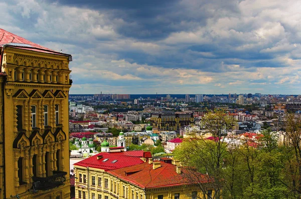 Malebný Výhled Krajinu Střech Starobylé Čtvrti Podil Panorama Pohled Centrum — Stock fotografie