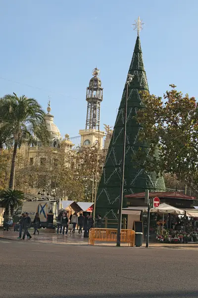 Plaza del Ayuntamiento (Town Hall Square). Valencia. Spain. 28.12.2015. — Stock Photo, Image