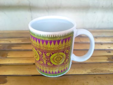 Bodo geleneksel Aronai tasarım kupası su bambu arka plan dokusu sarısı