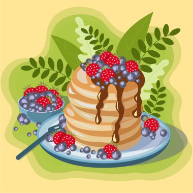 Taze böğürtlenli ve çikolatalı krep 