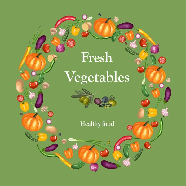 Vegetables Vector Food Illustrations Tomato Beet Pepper Cucumber Broccoli Carrot — Vettoriale Stock