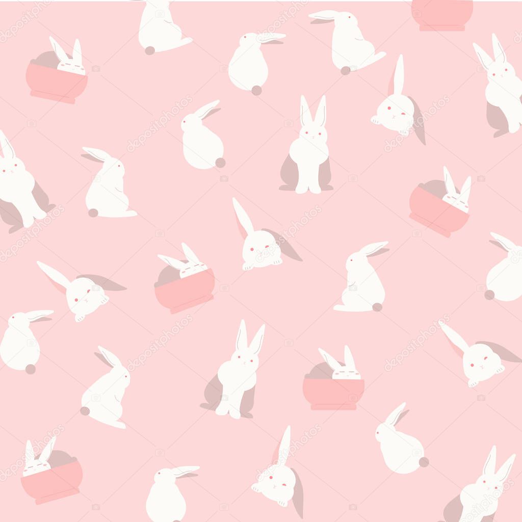 Conejitos de Pascua. Conejitos lindos. Colores pastel rosados. Conejos