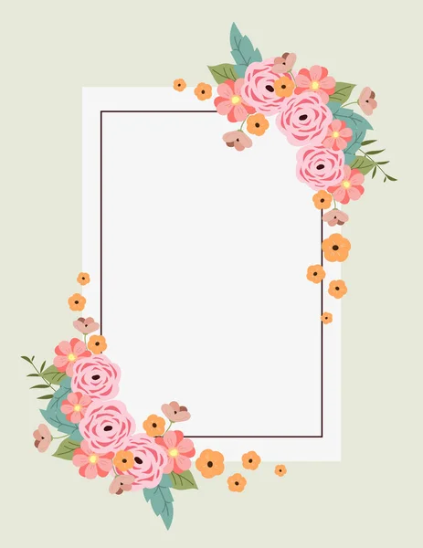 Ilustração Vetorial Pequenas Flores Folheto Postal Banner Brochura Moldura Floral — Vetor de Stock