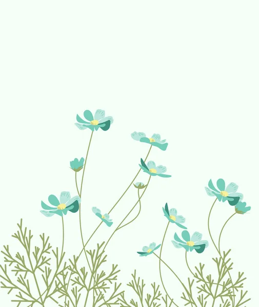 Flache Kleine Blaue Blumen Illustration Illustration Für Postkarte Plakat Banner — Stockvektor