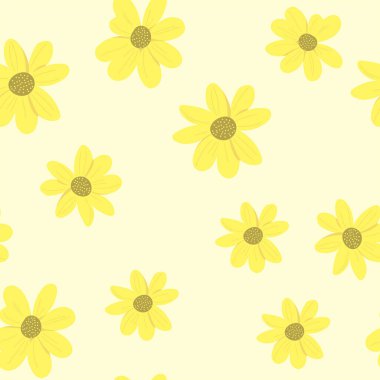 Düz sarı çiçek deseni. Kartpostal, poster, afiş, el ilanı. Vektör illüstrasyonu.