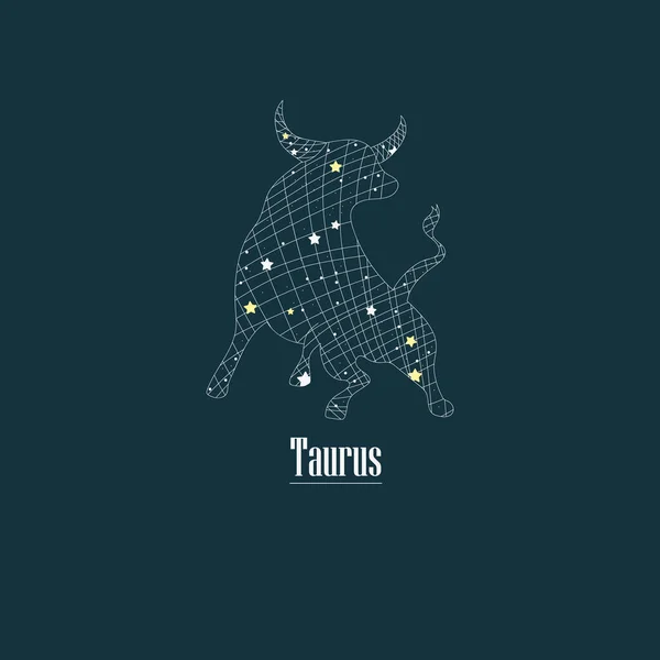 Taurus Zvěrokruhový Design Zvěrokruh Hvězdnou Mřížkou Abstraktní Taurus Design Znaky — Stockový vektor