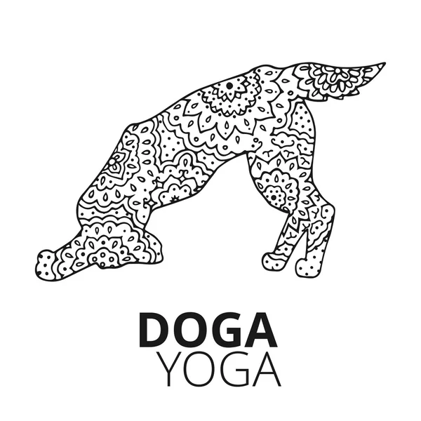 Logotipo de yoga para perros sobre fondo degradado — Vector de stock