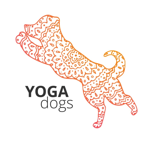 Logotipo de ioga cão no fundo gradiente — Vetor de Stock