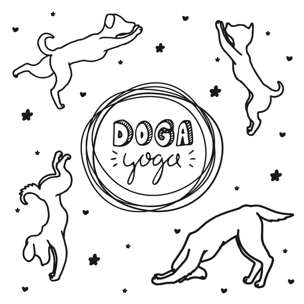 Yoga untuk anjing - Stok Vektor