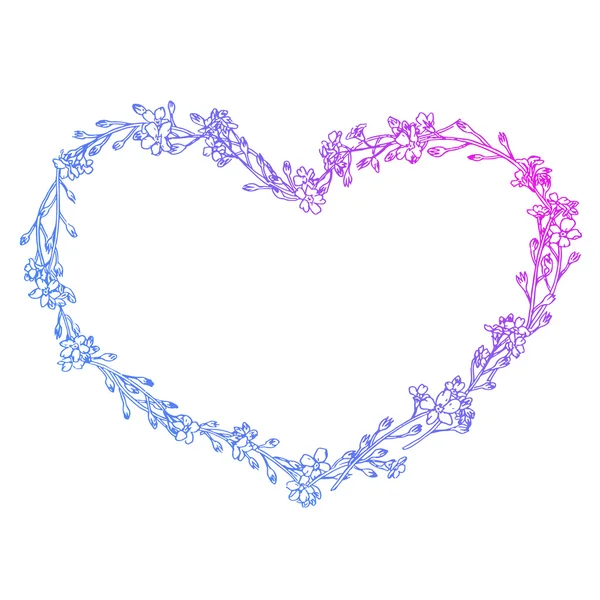 Flower heart wreath with gradient — Stock Vector