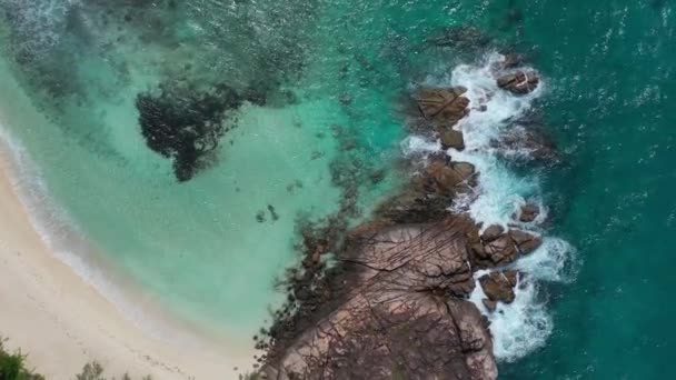 Drone Zorné Pole Skalnatého Poloostrova Pobřeží Praslinu Seychely — Stock video