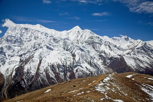 Látványos Himalája Hegyek Borított Annapurna Circuit Nepál — Stock Fotó