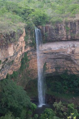 Beautiful landscape of powerful Chapada dos Guimaraes Waterfall Brazil. clipart