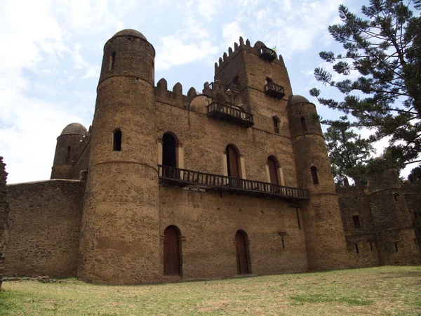 Retrato Primer Plano Del Antiguo Castillo Medieval Fasil Ghebbi Gondar — Foto de Stock