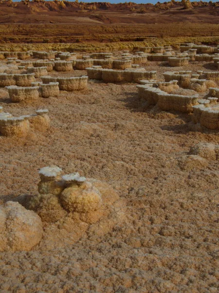 Gros Plan Motifs Rocheux Formant Paysage Semblable Mars Dans Dépression — Photo