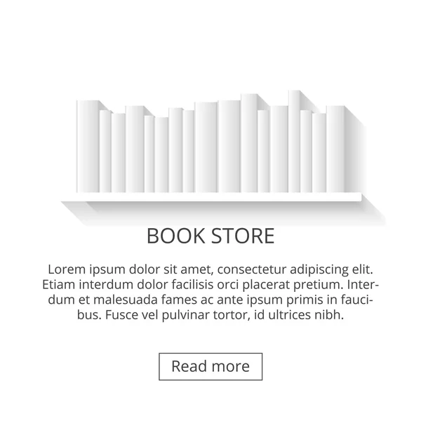 Estantes, tienda de venta de libros. libro 3d sobre un fondo blanco . — Vector de stock