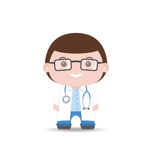 Health care man. Cheerful doctors. Flat illustration isolated white background. — Stock Vector