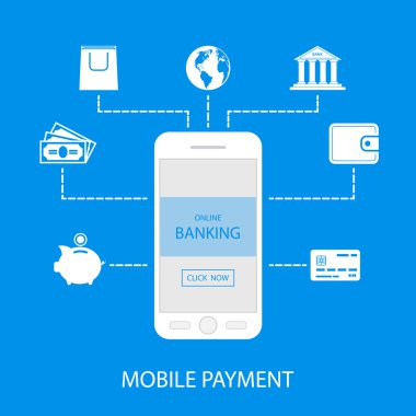düzeni mobil ödeme, online ticaret simgeler