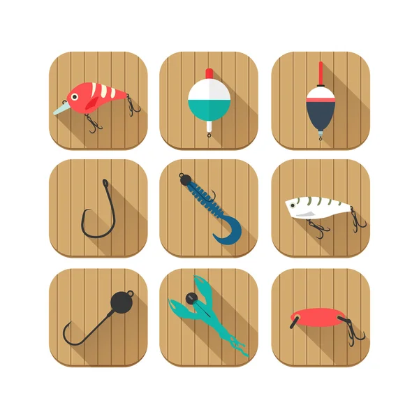 Ensemble d'icônes de pêche pour applications mobiles, site Web — Image vectorielle