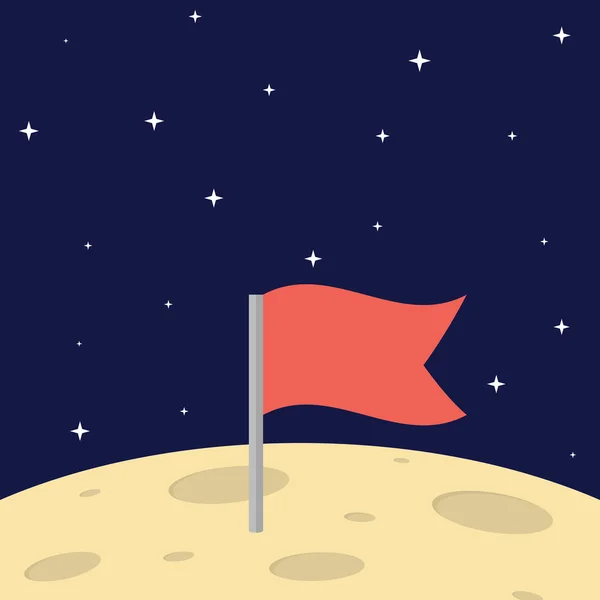 Flagga på månens yta. platt illustration. — Stock vektor
