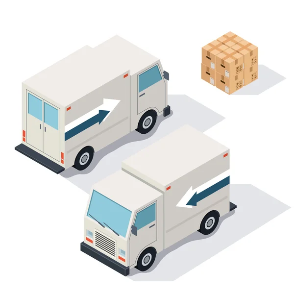 Car cargo delivery isolated on white foneyu isometric illustration. — Stock Vector