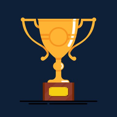 Gold cup. Trophy winner isolated on blue background. clipart