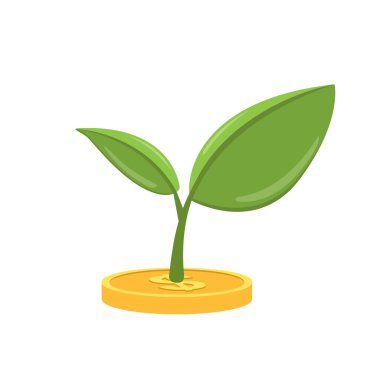 Para ağacı simgesi. Vektör düz illüstrasyon izole beyaz arka plan üzerinde.