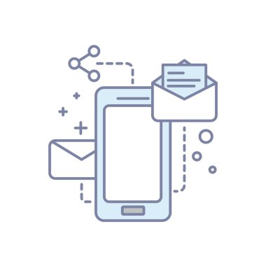 Modern arka plan mobil Hizmetleri. Posta gönderme. İzole hat illüstrasyon