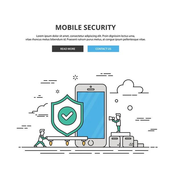 Cienka linia transparent wektor. Mobile security. Ilustracja jakość premium. — Wektor stockowy