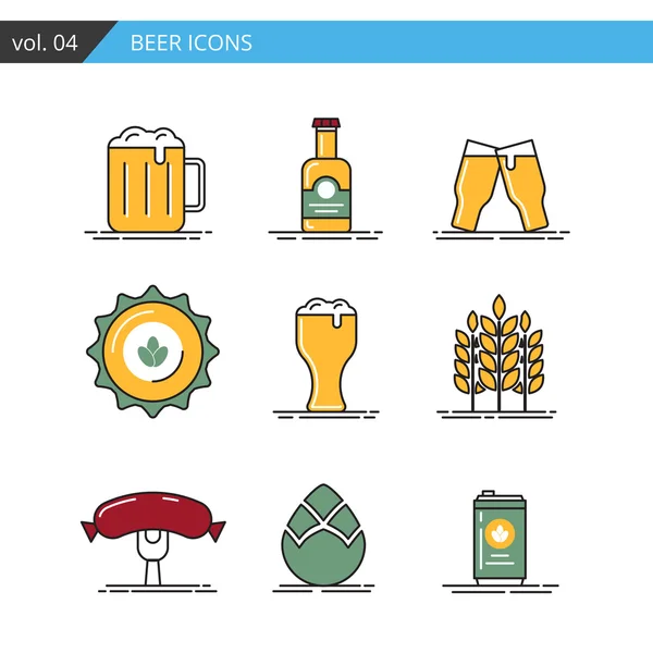 Set de iconos de cerveza de línea vintage. Vector aislado de calidad premium . — Vector de stock