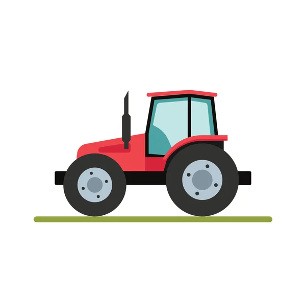 Traktor, izolované na bílém pozadí. Plochý ilustrace — Stockový vektor
