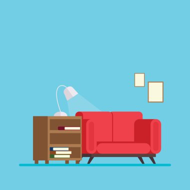 oturma odasında çekyat ve bir başucu kitabı