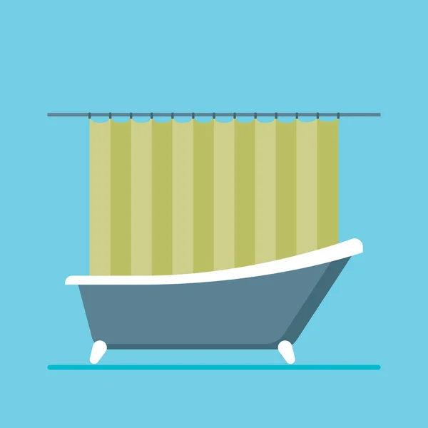 现代的淋浴房及合上的窗帘 — 图库矢量图片