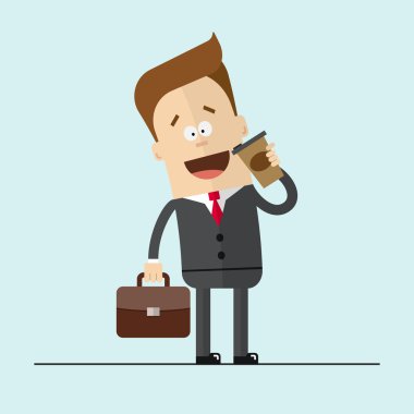 İşadamı veya sıcak kahve içme Yöneticisi. Mutlu insanlar. Modern vektör çizim.