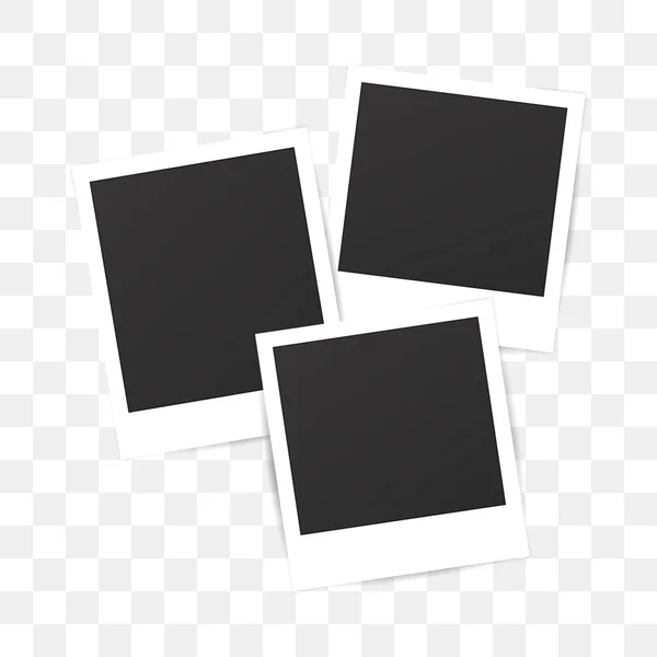 Boş küme fotoğraf polaroid çerçevesi şeffaf arka plan üzerinde. Fotoğraf gölge efekti. Mockup. Retro resim. Scrapbook Albüm dekorasyon şablonu.