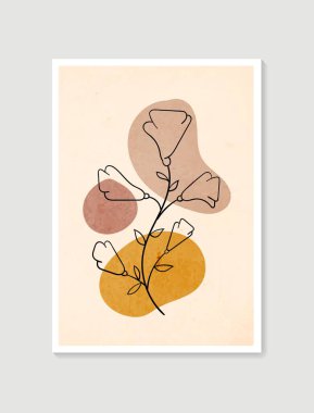 Pastel renkli çağdaş sanat posterleri. Botanik duvar sanat vektörü. Asgari ve doğal duvar sanatı. Baskı, duvar kağıdı ve kapak için soyut Bitki Sanatı tasarımı. Modern vektör illüstrasyonu.