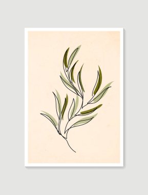 Çağdaş tek çizgi resim posterleri pastel renklerde. Botanik duvar sanat vektörü. Asgari ve doğal duvar sanatı. Baskı, duvar kağıdı ve kapak için soyut Bitki Sanatı tasarımı. Modern vektör illüstrasyonu.