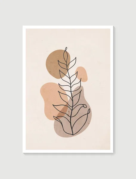 Wektor sztuki na ścianie botanicznej. Minimalna i naturalna sztuka ścienna. Boho liści linii sztuki rysunek o abstrakcyjnym kształcie. Streszczenie Plant Art design do druku, tapety, okładki. Nowoczesny wektor ilustracji. — Wektor stockowy