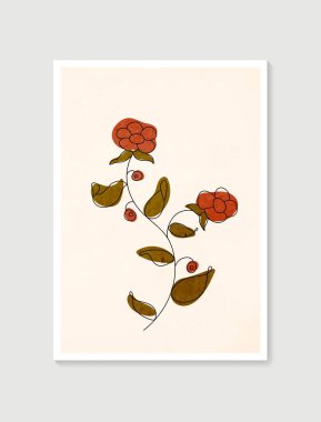 Botanik duvar sanat vektörü. Asgari ve doğal duvar sanatı. Soyut şekilli boho yaprak çizimi. Baskı, duvar kağıdı ve kapak için soyut Bitki Sanatı tasarımı. Modern vektör illüstrasyonu.