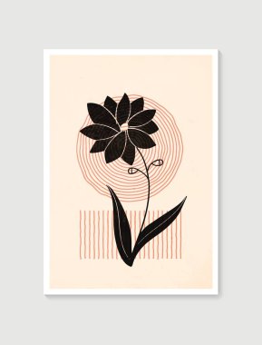 Botanik duvar sanat vektörü. Asgari ve doğal duvar sanatı. Soyut şekilli boho yaprak çizimi. Baskı, duvar kağıdı ve kapak için soyut Bitki Sanatı tasarımı. Modern vektör illüstrasyonu.