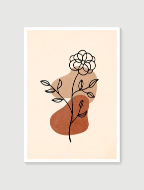 Botanik duvar sanat vektörü. Asgari ve doğal duvar sanatı. Soyut şekilli boho yaprak çizimi. Baskı, duvar kağıdı ve kapak için soyut Bitki Sanatı tasarımı. Modern vektör illüstrasyonu.