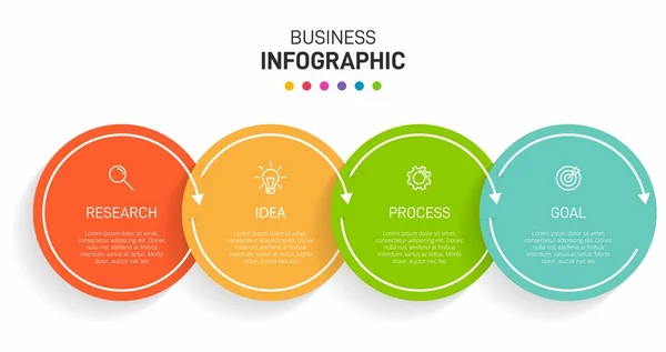 Infografik-Design mit Symbolen und 4 Optionen oder Schritten. Dünnlinienvektor. Infografik Geschäftskonzept. Kann für Informationsgrafiken, Flussdiagramme, Präsentationen, Websites, Banner, Druckmaterialien verwendet werden. — Stockvektor