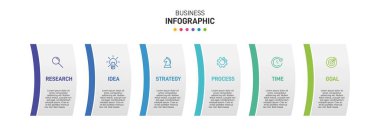 Simgeli ve 5 basamaklı bilgi tasarımı. İnce çizgi vektörü. Bilgi işlem iş konsepti. Bilgi grafikleri, akış grafikleri, sunumlar, web siteleri, afişler, yazılı materyaller için kullanılabilir.