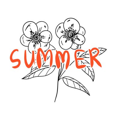 Çiçek arkaplanlı el yazısı. El yapımı karalama harfleri eski usul. El çizimi vintage vektör tipografi çizimi.