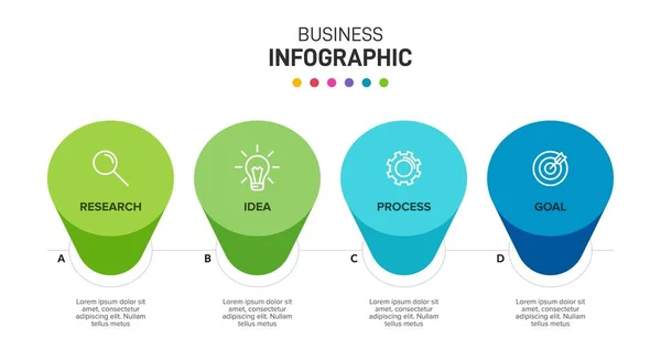 Diseño infográfico con iconos y 4 opciones o pasos. Vector de línea delgada. Concepto de negocio de infografía. Puede ser utilizado para gráficos de información, diagramas de flujo, presentaciones, sitios web, banners, materiales impresos. — Archivo Imágenes Vectoriales