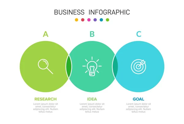 Концепция бизнес-модели стрел с 3 последовательными шагами. Три красочных графических элемента. Хронология оформления брошюры, презентации. Инфографический дизайн. — стоковый вектор