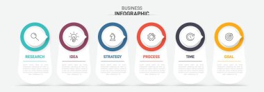 Simgeli ve 5 basamaklı bilgi tasarımı. İnce çizgi vektörü. Bilgi işlem iş konsepti. Bilgi grafikleri, akış grafikleri, sunumlar, web siteleri, afişler, yazılı materyaller için kullanılabilir.